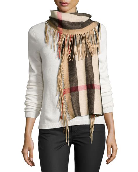 Burberry ProrsumThe Fringe Cashmere Half Mega Check Scarf, 